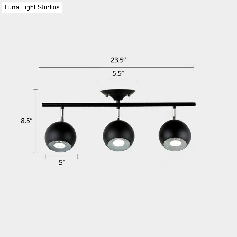 Nordic Metal Dome Restaurant Ceiling Light Fixture - Semi Flush Mount Track Lighting 3 / Black