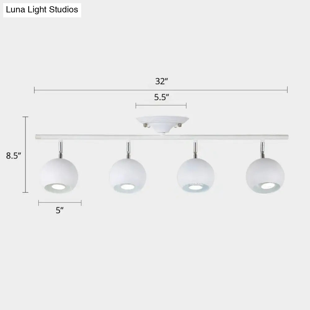 Nordic Metal Dome Restaurant Ceiling Light Fixture - Semi Flush Mount Track Lighting 4 / White