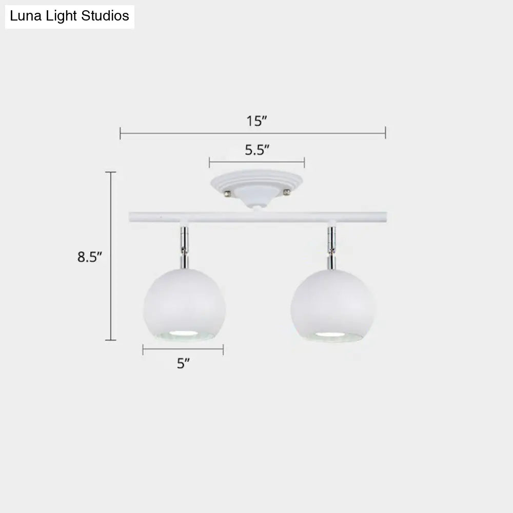 Nordic Metal Dome Restaurant Ceiling Light Fixture - Semi Flush Mount Track Lighting 2 / White