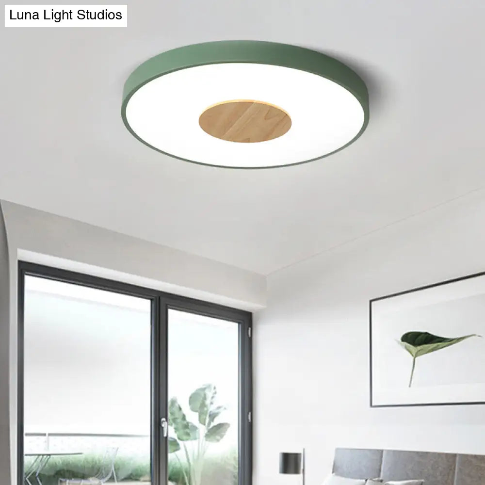 Nordic Metal Flush Mount Ceiling Light - 12/16/19.5 Diameter Integrated Led Fixture For Bedroom