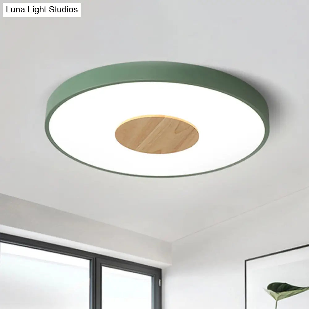 Nordic Metal Flush Mount Ceiling Light - 12/16/19.5 Diameter Integrated Led Fixture For Bedroom