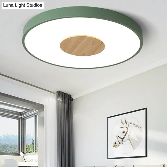 Nordic Metal Flush Mount Ceiling Light - 12/16/19.5 Diameter Integrated Led Fixture For Bedroom