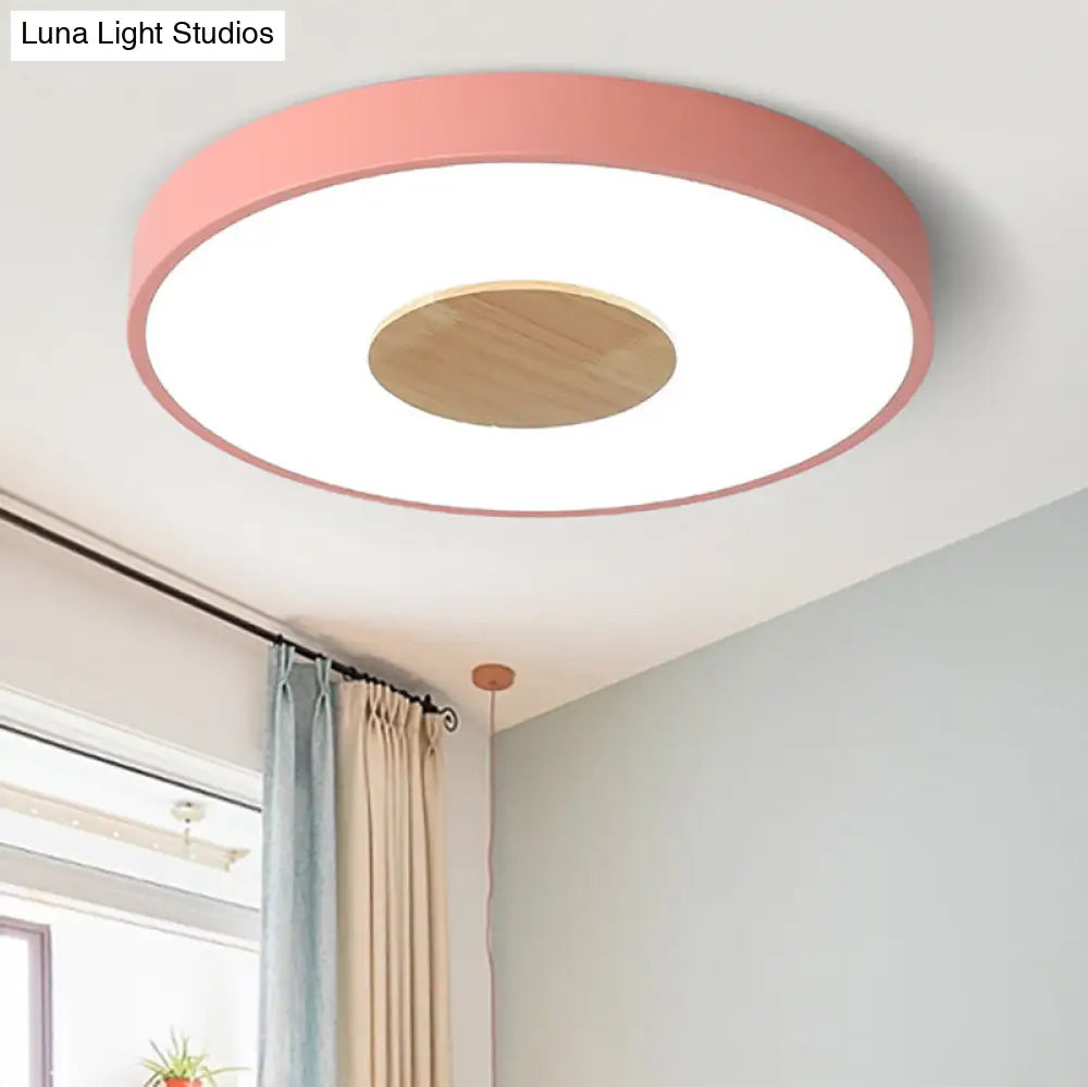 Nordic Metal Flush Mount Ceiling Light - 12/16/19.5 Diameter Integrated Led Fixture For Bedroom