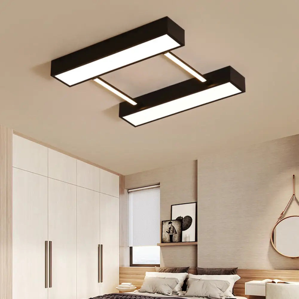 Nordic Metal Flush Mount Led Ceiling Fixture For Bedroom - White/Black Warm/White Light Multiple