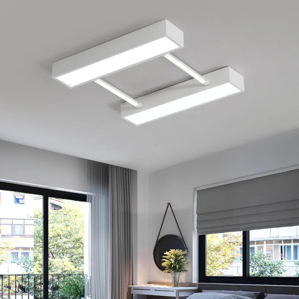 Nordic Metal Flush Mount Led Ceiling Fixture For Bedroom - White/Black Warm/White Light Multiple