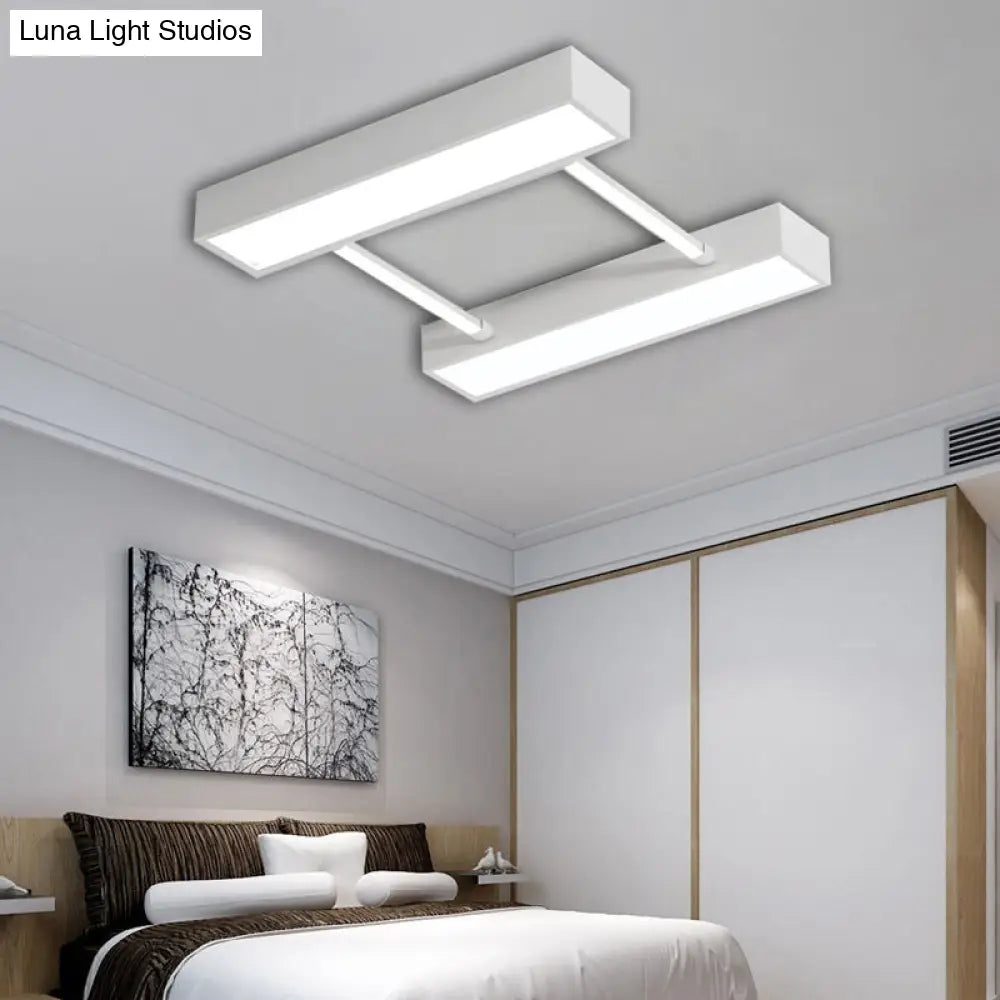 Nordic Metal Flush Mount Led Ceiling Fixture For Bedroom - White/Black Warm/White Light Multiple