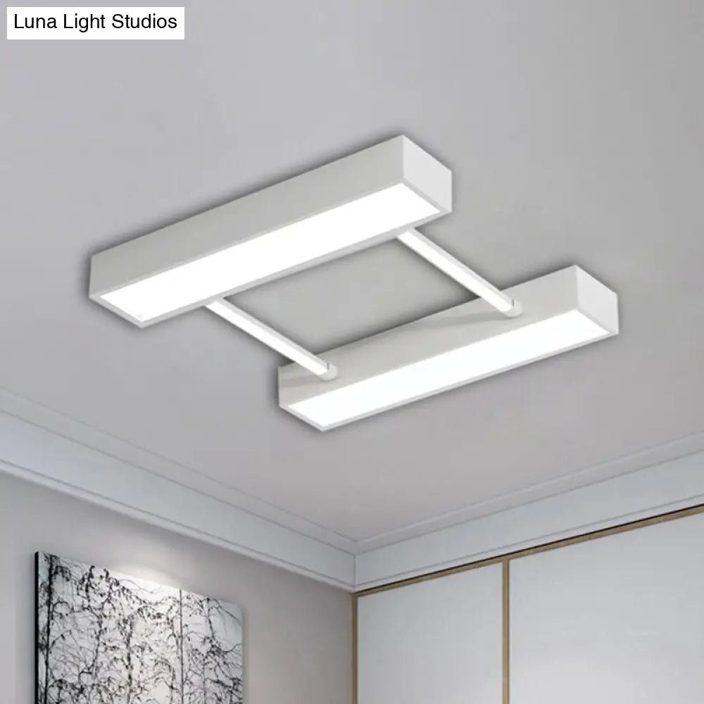 Nordic Metal Flush Mount Led Ceiling Fixture For Bedroom - White/Black Warm/White Light Multiple