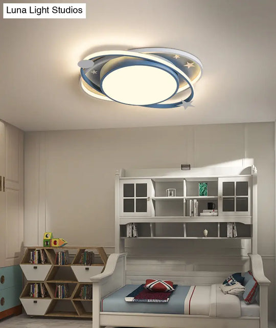 Nordic Metal Flush Mount Spotlight With White Acrylic Shade For Kids Bedroom