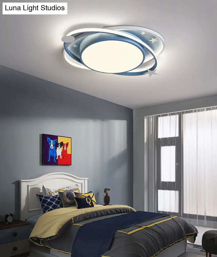 Nordic Metal Flush Mount Spotlight With White Acrylic Shade For Kids Bedroom