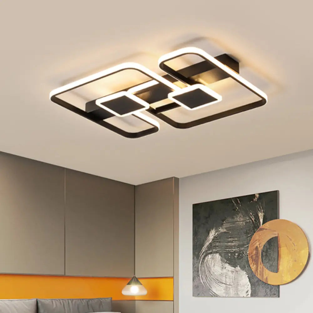 Nordic Metal Geometric Led Flushmount Lighting In Black 16.5’/20.5’/24.5’ W | Customize 7