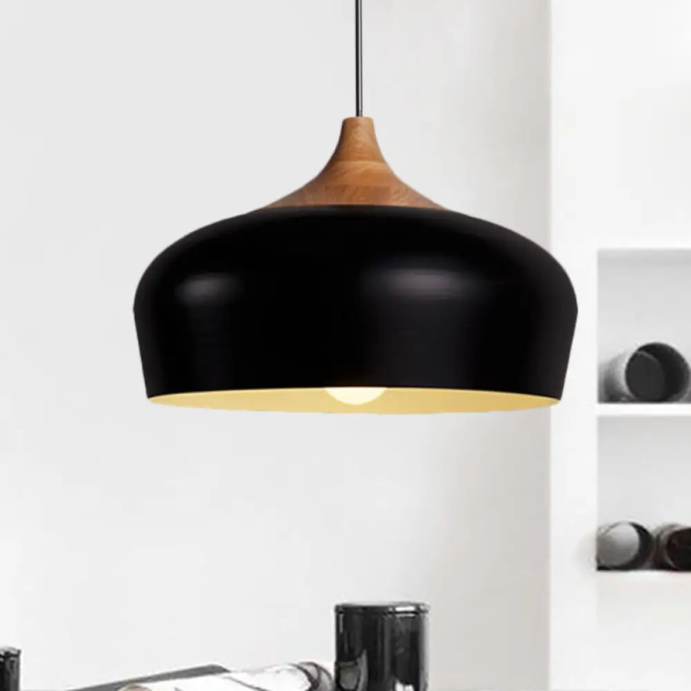 Nordic Metal Hanging Lamp With Bowl Shade - Black/White Suspension Light For Dining Room Black / 12’