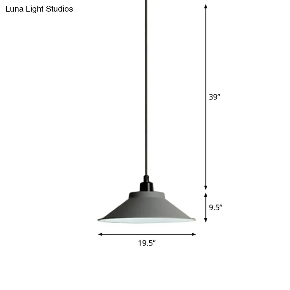 Nordic Metal Hanging Lamp - Grey Saucer Shape 1 Bulb Pendant Light For Dining Room Ceiling