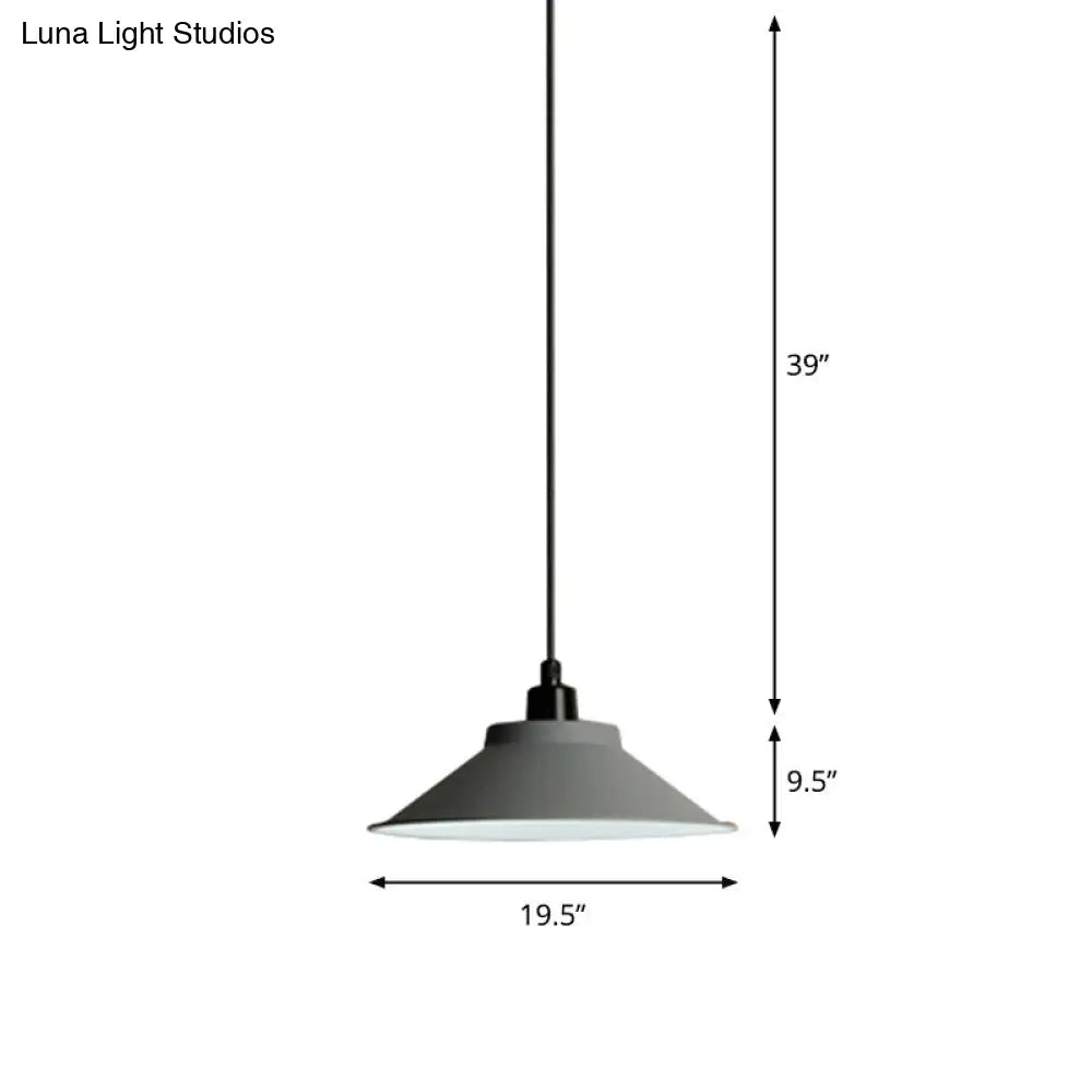 Nordic Metal Hanging Lamp With Grey Saucer Shape For Dining Room Ceiling - 1 Bulb Pendant Light