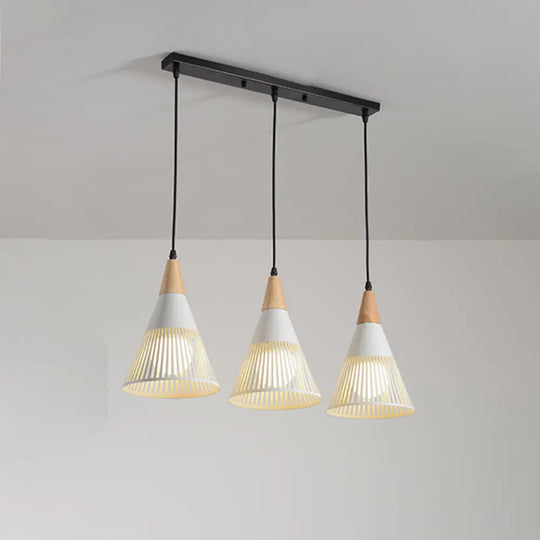 Nordic Metal Hanging Pendant Light With 3 Round/Linear Heads Black/Grey/White Multi Ceiling &