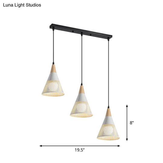 Nordic Metal Hanging Pendant Light With 3 Round/Linear Heads Black/Grey/White Multi Ceiling &