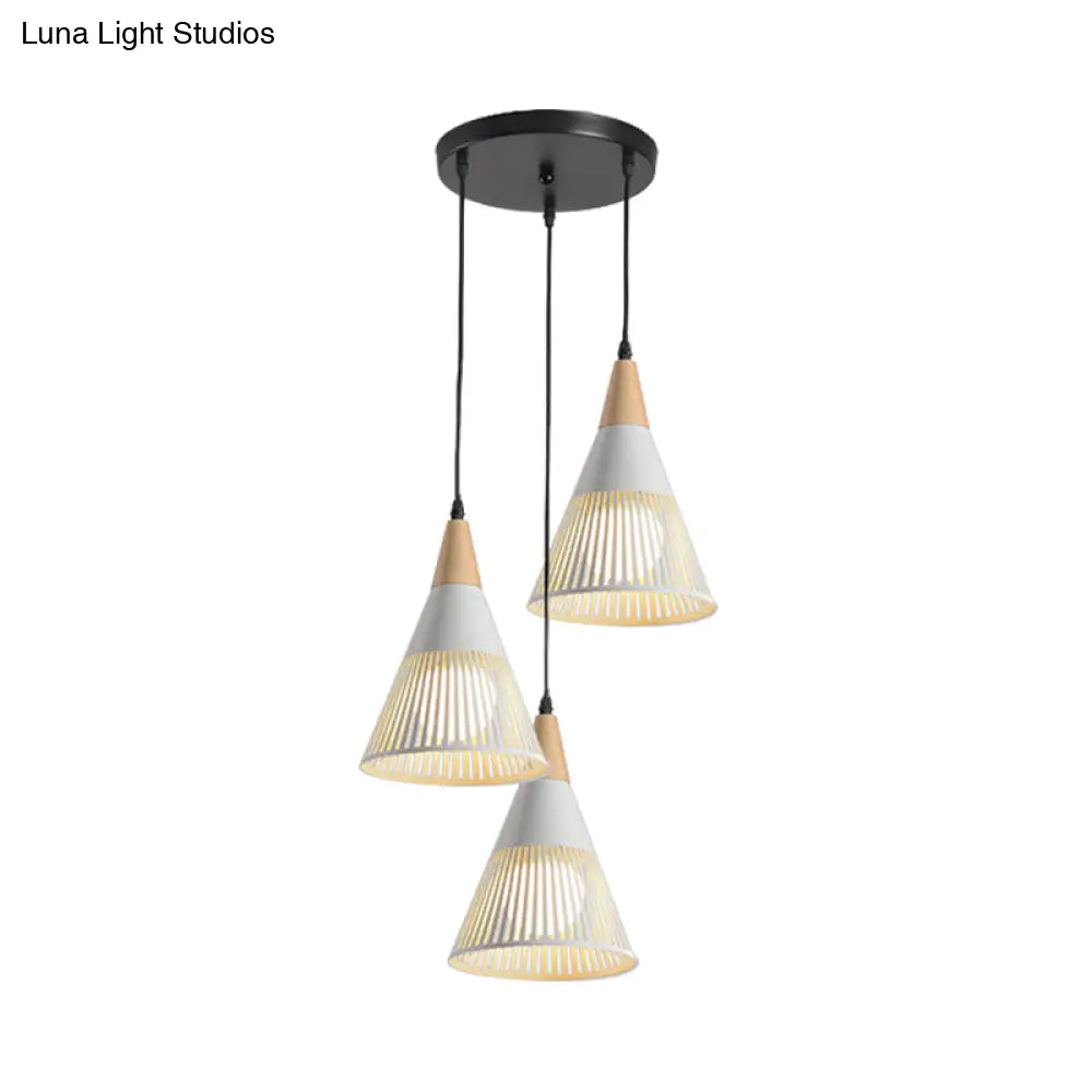 Nordic Metal Hanging Pendant Light With 3 Round/Linear Heads Black/Grey/White Multi Ceiling &