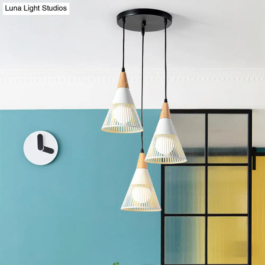 Nordic Metal Hanging Pendant Light With 3 Round/Linear Heads Black/Grey/White Multi Ceiling &