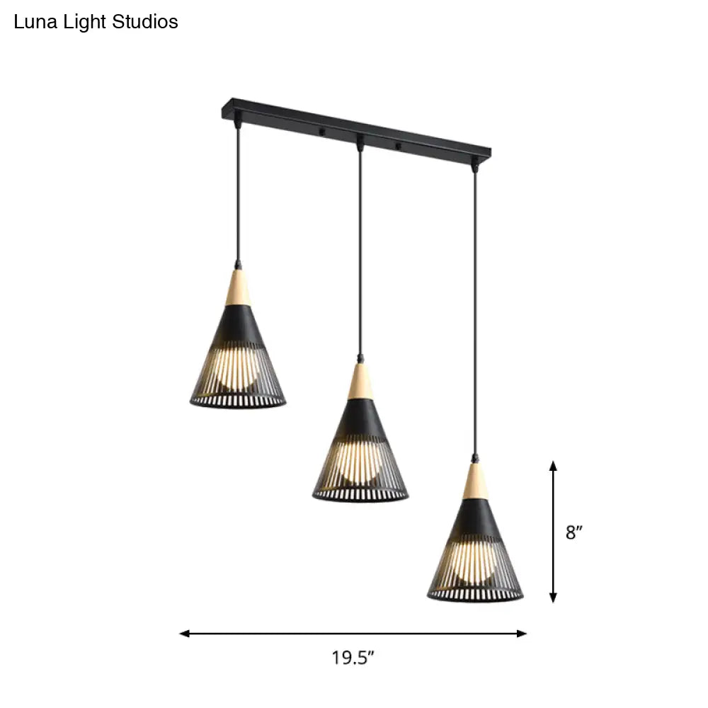 Nordic Metal Hanging Pendant Light With 3 Round/Linear Heads Black/Grey/White Multi Ceiling &