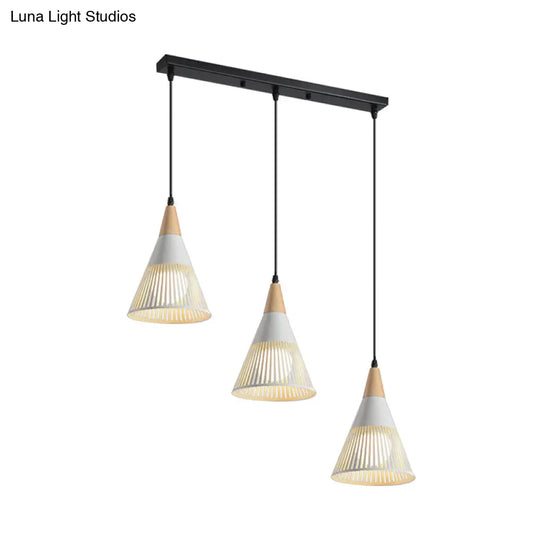 Nordic Metal Hanging Pendant Light With 3 Round/Linear Heads Black/Grey/White Multi Ceiling &