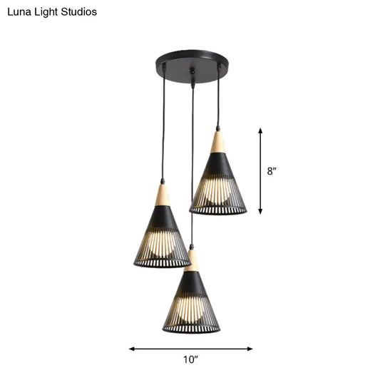 Nordic Metal Hanging Pendant Light With 3 Round/Linear Heads Black/Grey/White Multi Ceiling &