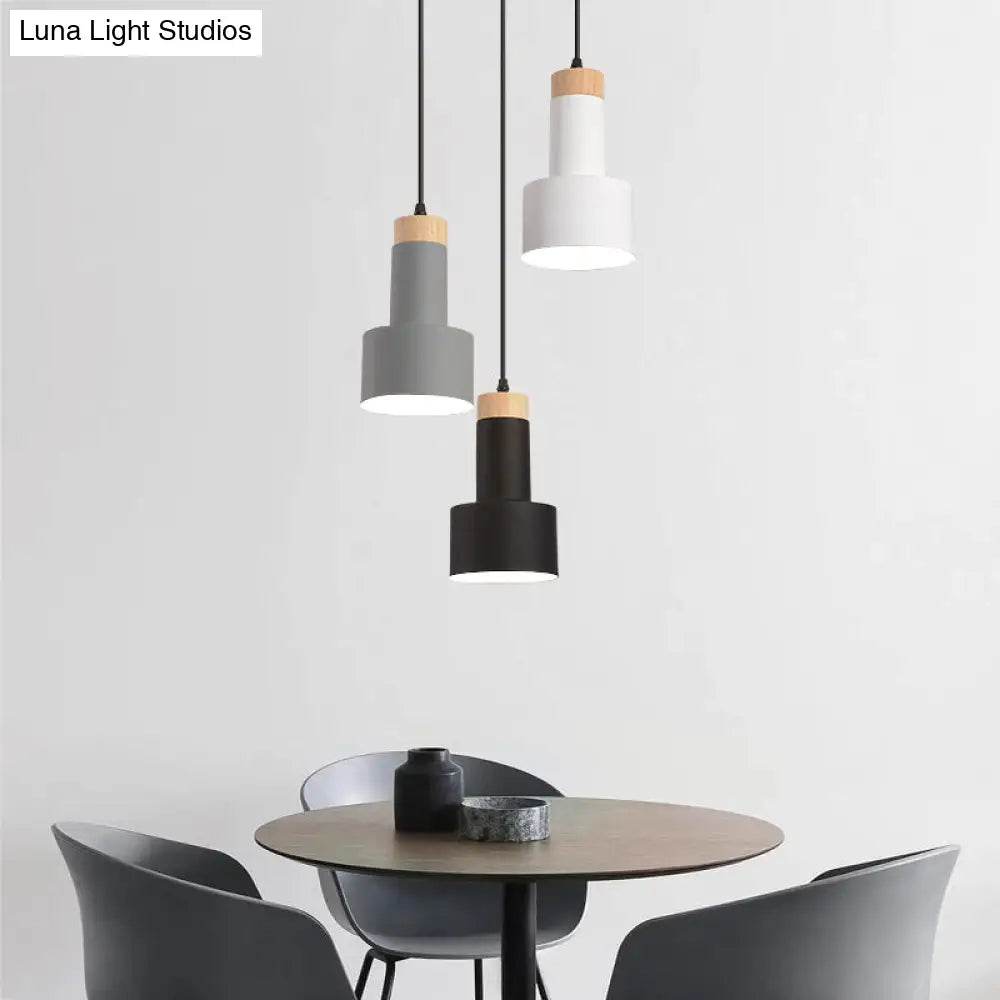 Nordic Metal Hanging Pendant Light With 3 Round/Linear Heads Black/Grey/White Multi Ceiling &