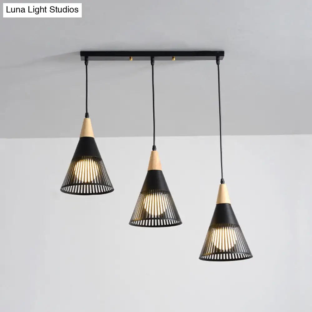 Nordic Metal Hanging Pendant Light With 3 Round/Linear Heads Black/Grey/White Multi Ceiling &