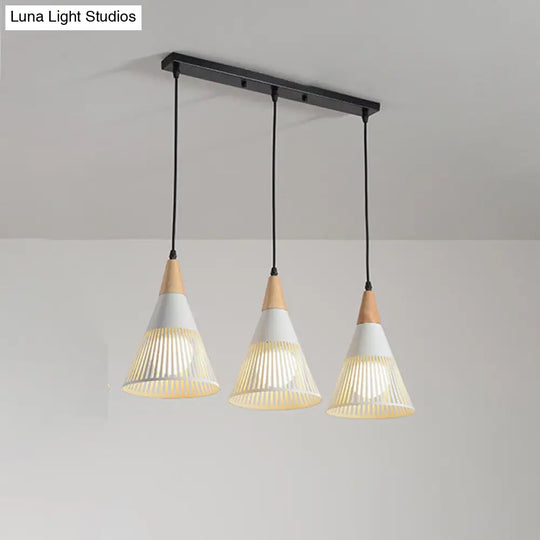 Nordic Metal Hanging Pendant Light With 3 Round/Linear Heads Black/Grey/White Multi Ceiling &