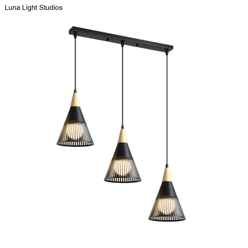 Nordic Metal Hanging Pendant Light With 3 Round/Linear Heads Black/Grey/White Multi Ceiling &