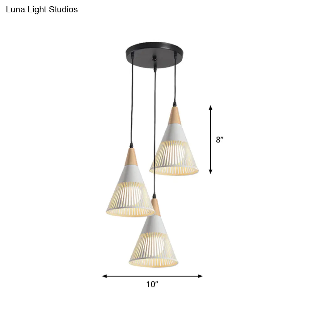 Nordic Metal Hanging Pendant Light With 3 Round/Linear Heads Black/Grey/White Multi Ceiling &