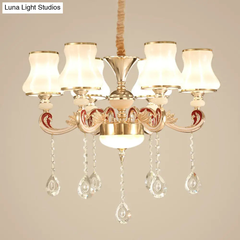 Nordic Metal Chandelier: Gold Pendant Light With Flared Glass Shade