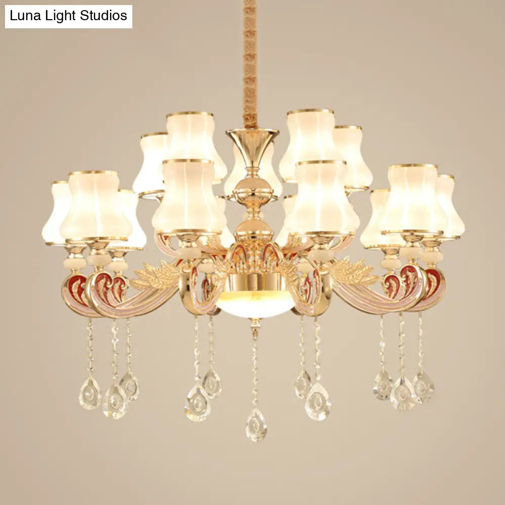 Nordic Metal Chandelier: Gold Pendant Light With Flared Glass Shade