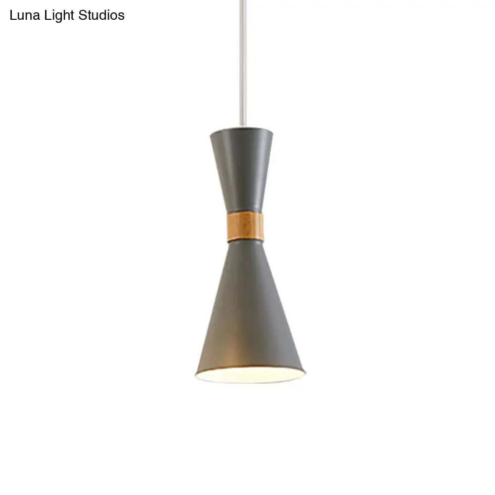 Nordic Metal Hourglass Mini Pendant Light - 1 Living Room & Hallway Hanging Lamp Grey