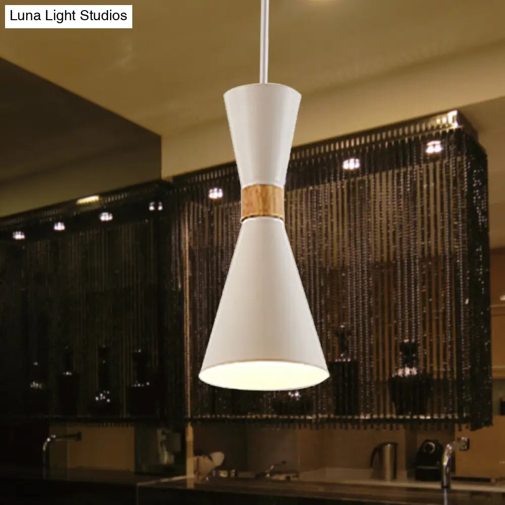 Nordic Metal Hourglass Mini Pendant Light - 1 Living Room & Hallway Hanging Lamp White