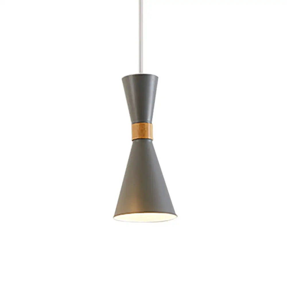 Nordic Metal Hourglass Mini Pendant Light For Living Room And Hallway - 1 Hanging Lamp Grey