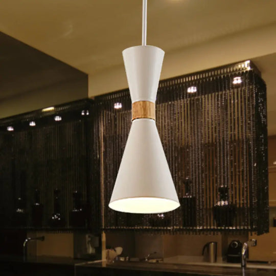 Nordic Metal Hourglass Mini Pendant Light For Living Room And Hallway - 1 Hanging Lamp White