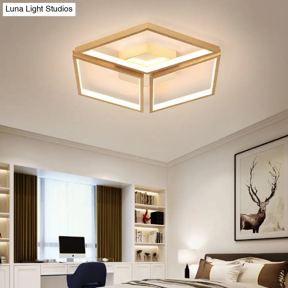 Nordic Metal Integrated Led Rhombus Flush Ceiling Light In Warm/White 18/23.5 W Gold / 18 White