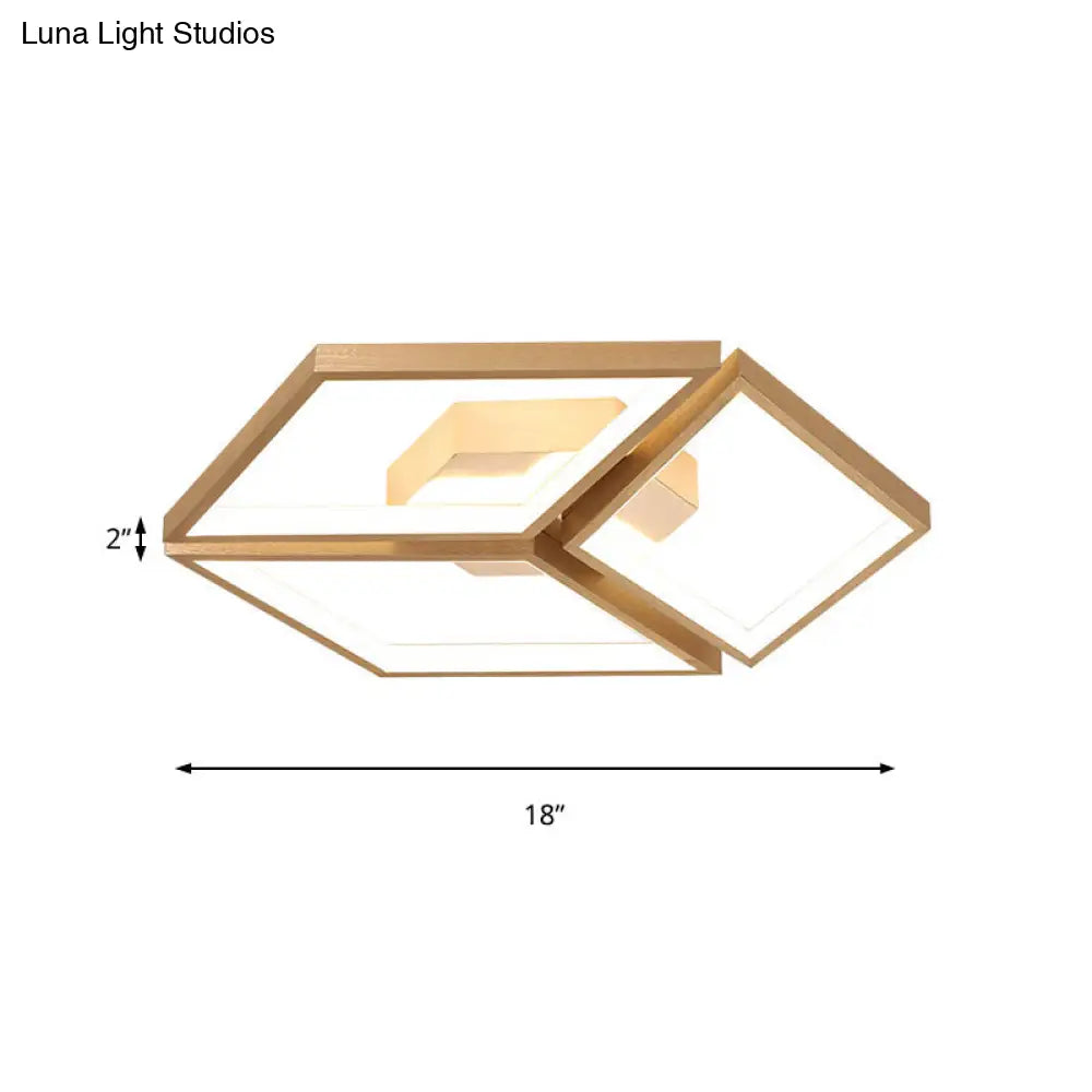 Nordic Metal Integrated Led Rhombus Flush Ceiling Light In Warm/White 18/23.5 W