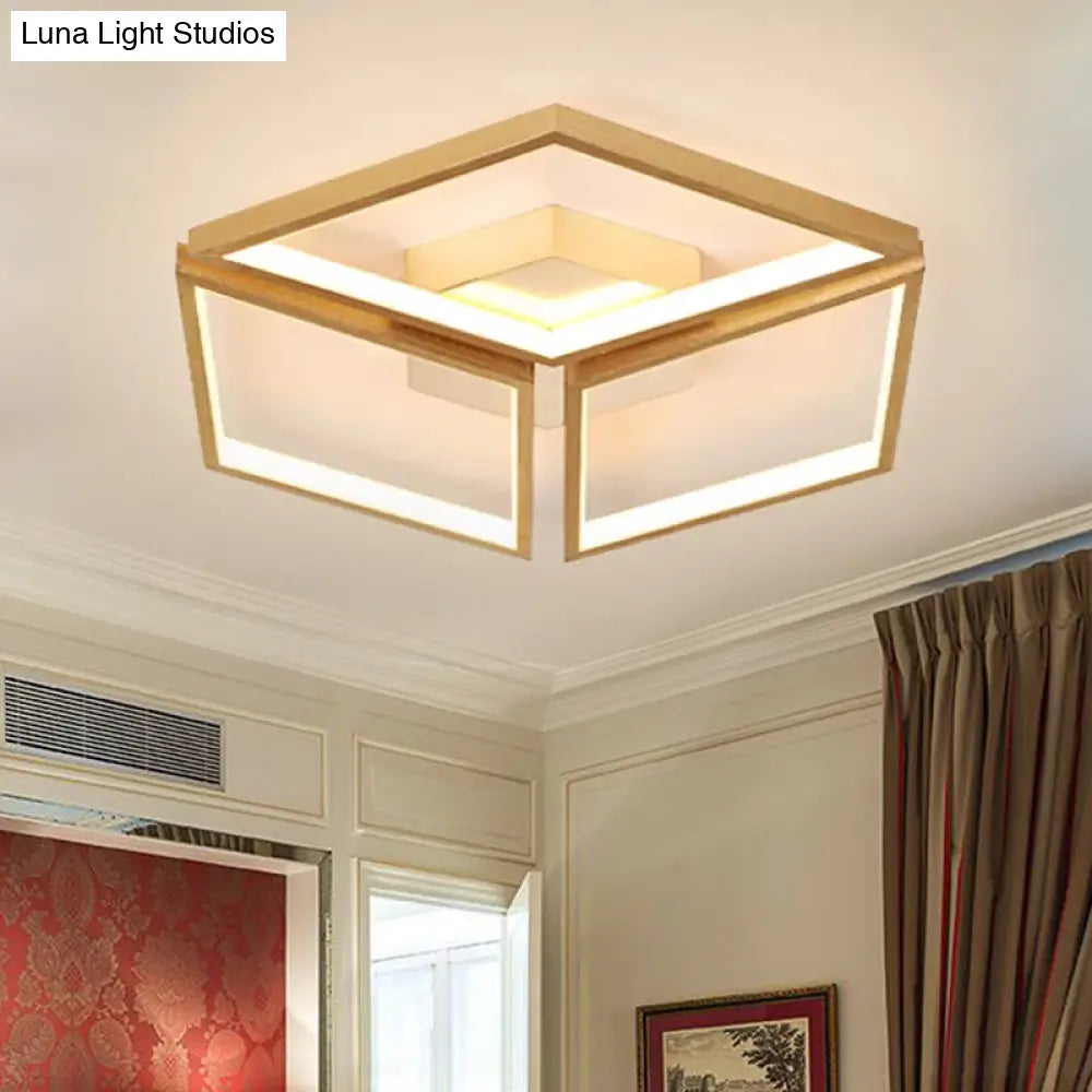 Nordic Metal Integrated Led Rhombus Flush Ceiling Light In Warm/White 18’/23.5’ W