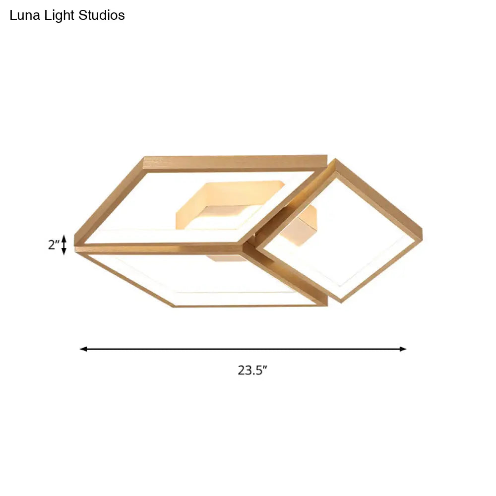 Nordic Metal Integrated Led Rhombus Flush Ceiling Light In Warm/White 18’/23.5’ W