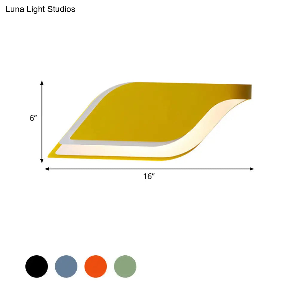 Nordic Metal Leaf Wall Lamp: Yellow/Grey/Green 1-Light Sconce Fixture