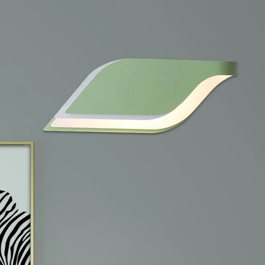 Nordic Metal Leaf Wall Lamp: Yellow/Grey/Green 1-Light Sconce Fixture Green