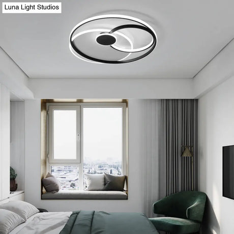 Nordic Metal Led Ceiling Flush Light - Circle Design In Black & White