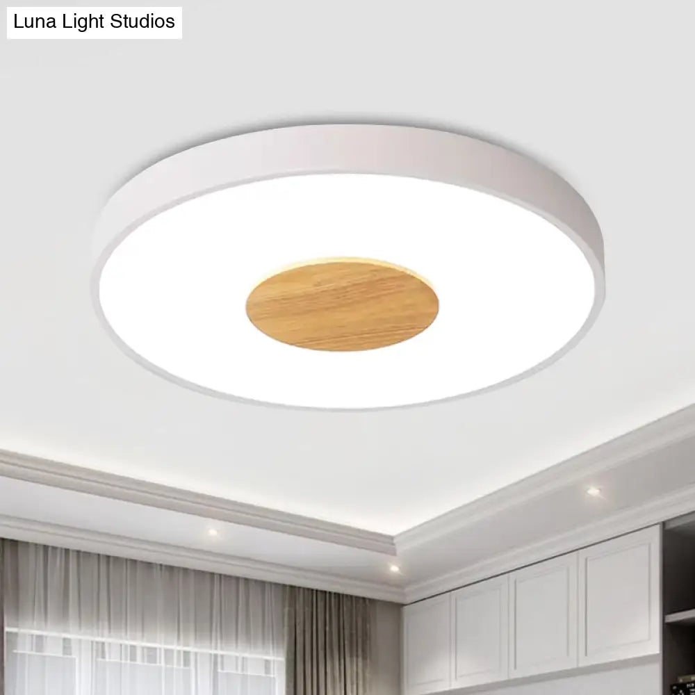 Nordic Metal Led Ceiling Light - Circular Flush Mount With Acrylic Diffuser 12’/16’/19.5’