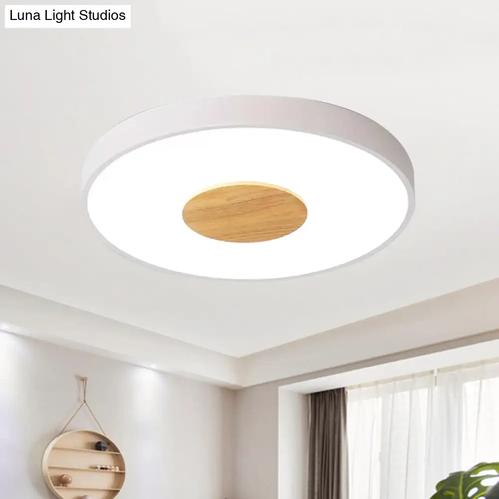 Nordic Metal Led Ceiling Light - Circular Flush Mount With Acrylic Diffuser 12/16/19.5 Diameter