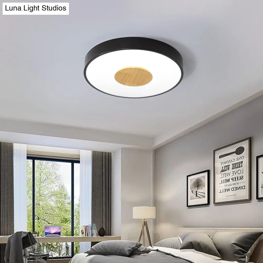 Nordic Metal Led Ceiling Light - Circular Flush Mount With Acrylic Diffuser 12’/16’/19.5’