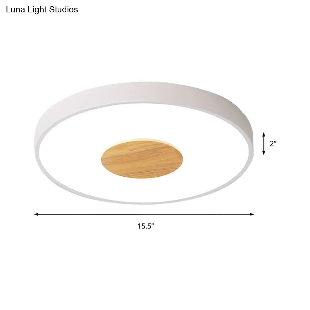 Nordic Metal Led Ceiling Light - Circular Flush Mount With Acrylic Diffuser 12/16/19.5 Diameter