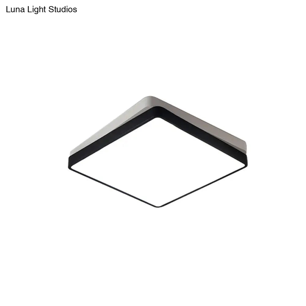 Nordic Metal Led Ceiling Light For Bedroom - Flush Mount Warm/White Square/Rectangular Shape