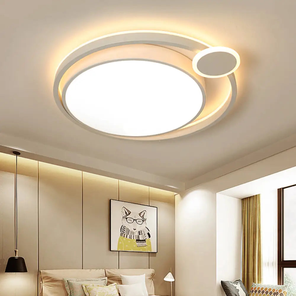 Nordic Metal Led Flush Mount Ceiling Lamp For Bedroom - 15’/18’/21.5’ Black/White &