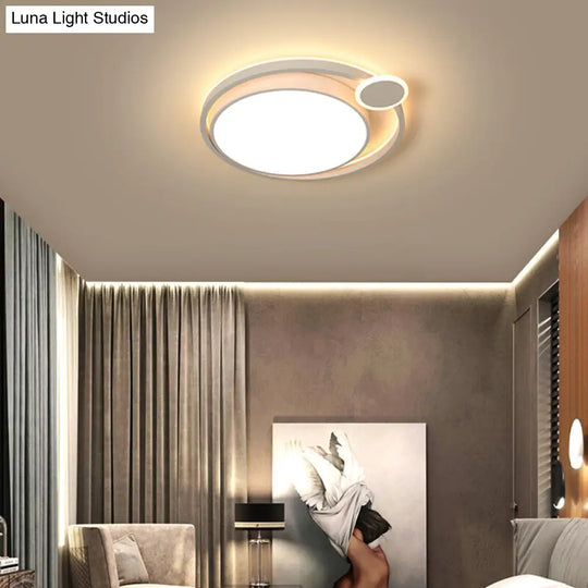 Nordic Metal Led Flush Mount Ceiling Lamp For Bedroom - 15/18/21.5 Black/White & Warm/White