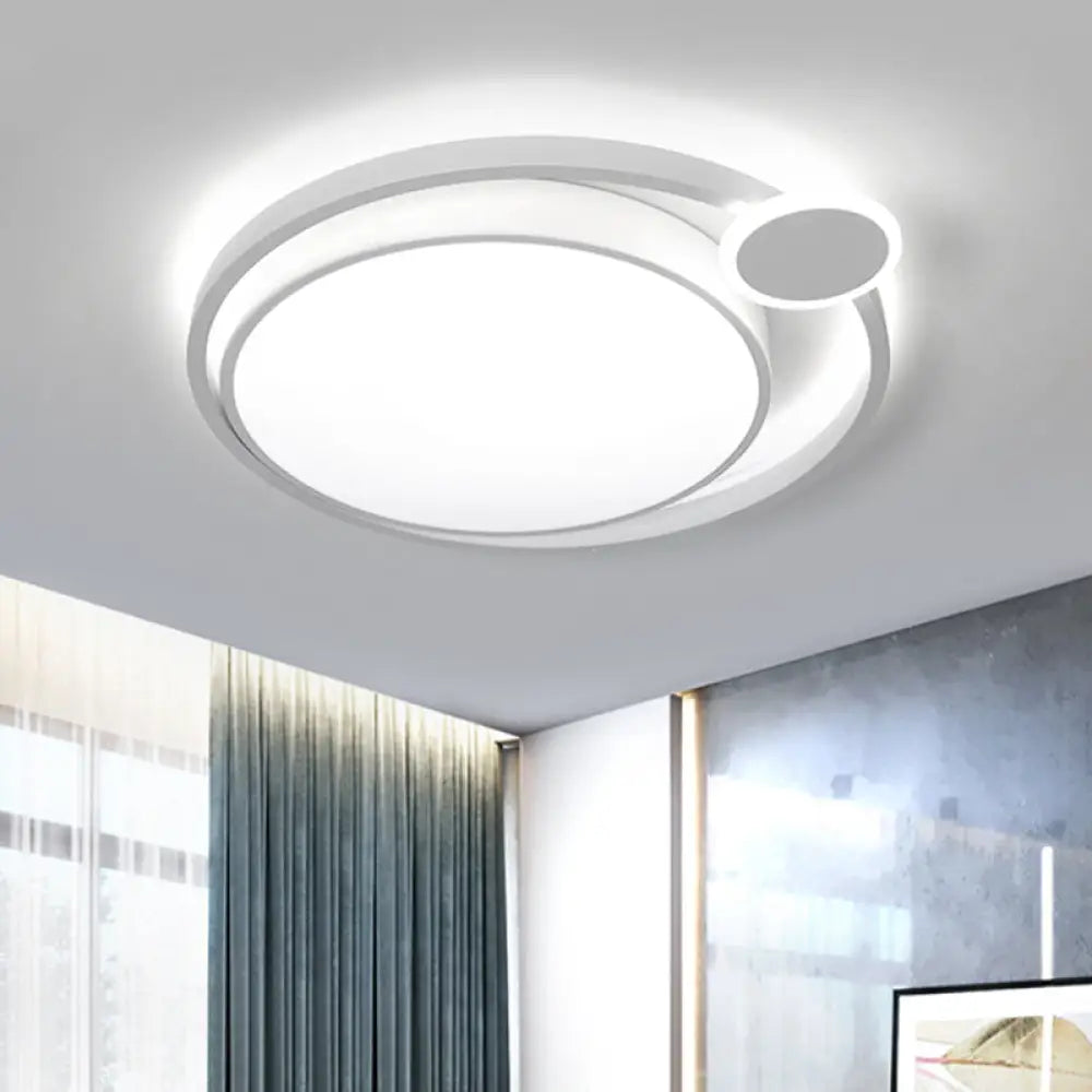 Nordic Metal Led Flush Mount Ceiling Lamp For Bedroom - 15’/18’/21.5’ Black/White &